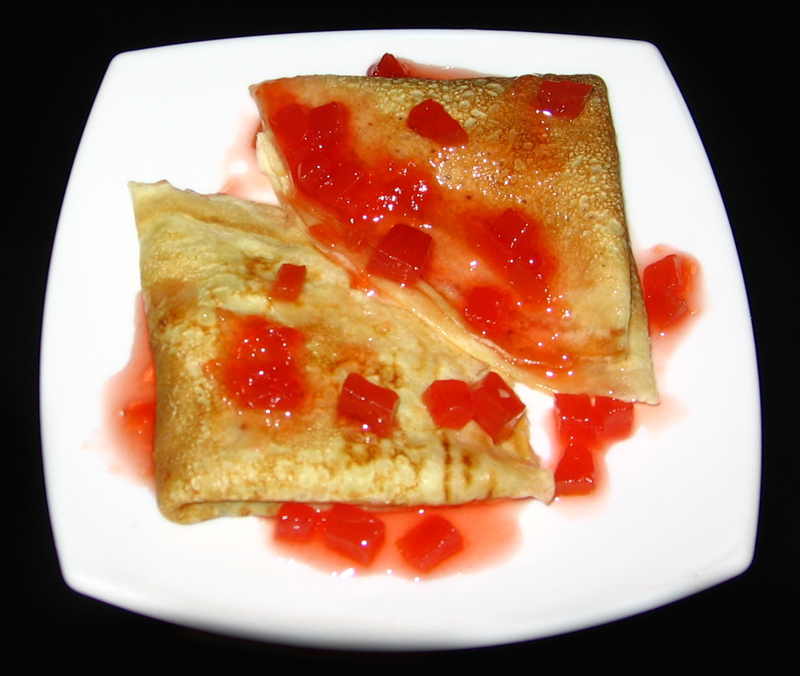 Clatite cu sampanie si dulceata de gutui